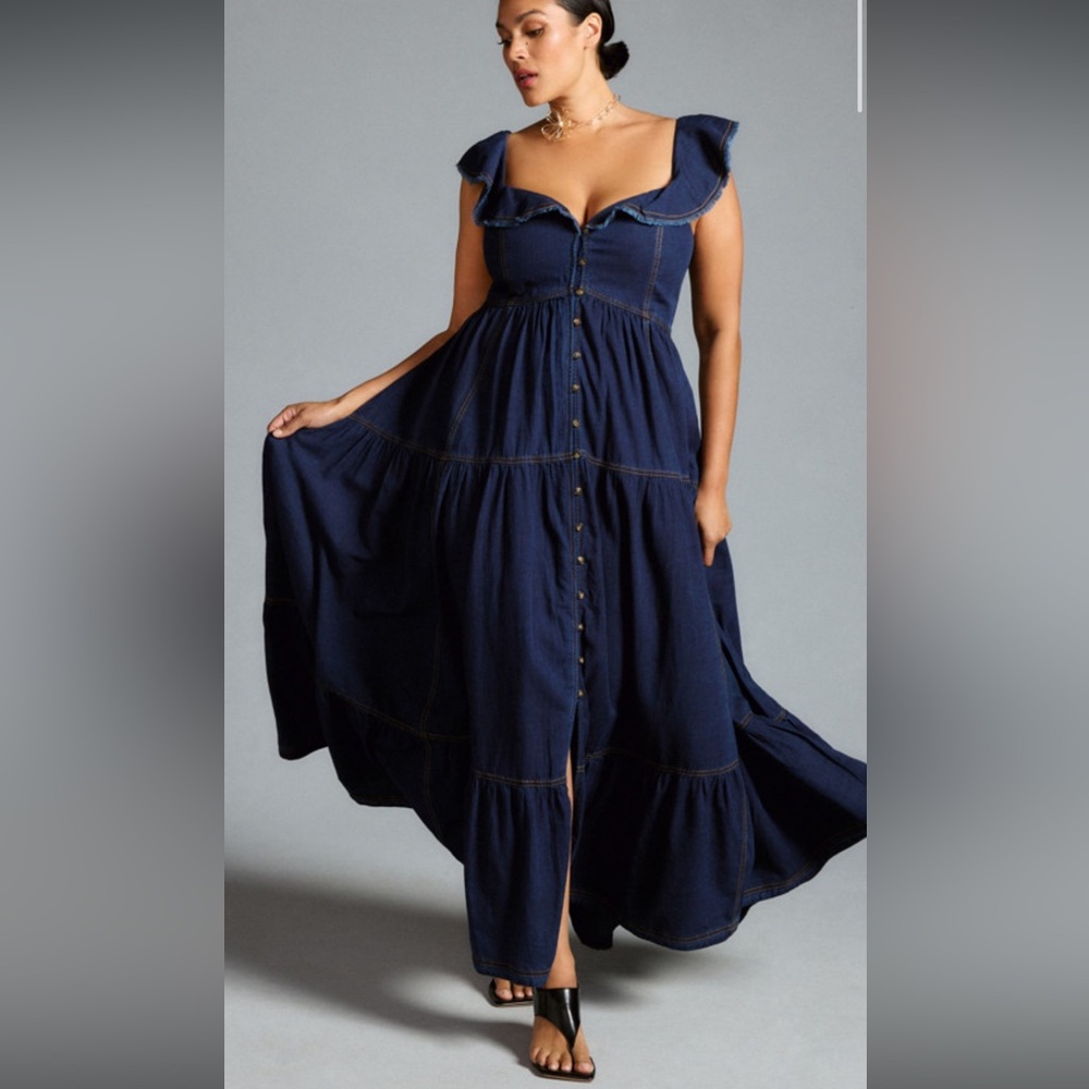 PILCRO Sweetheart Futter-Sleeve Denim Dress- XLP